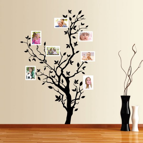 Árvore com molduras autocolante decorativo de parede.