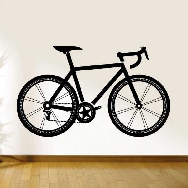 Bicicleta de ciclista. Autocolante decorativo de parede.