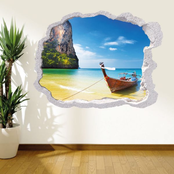 Buraco praia Tailândia, vinil autocolante de parede decorativo