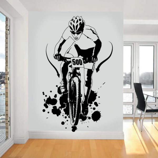 Ciclista de BTT. Autocolante decorativo de parede.
