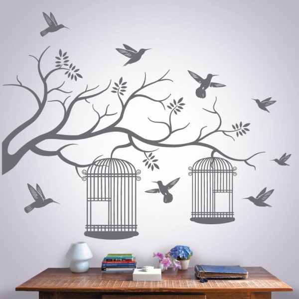Pássaros em Liberdade em vinil autocolante decorativo de parede.