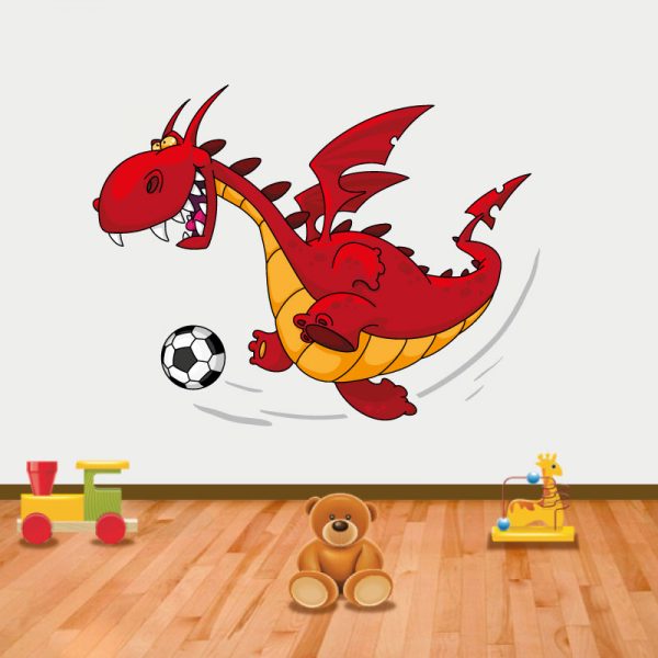 Dragão Futebolista em vinil autocolante decorativo para decoração Infantil