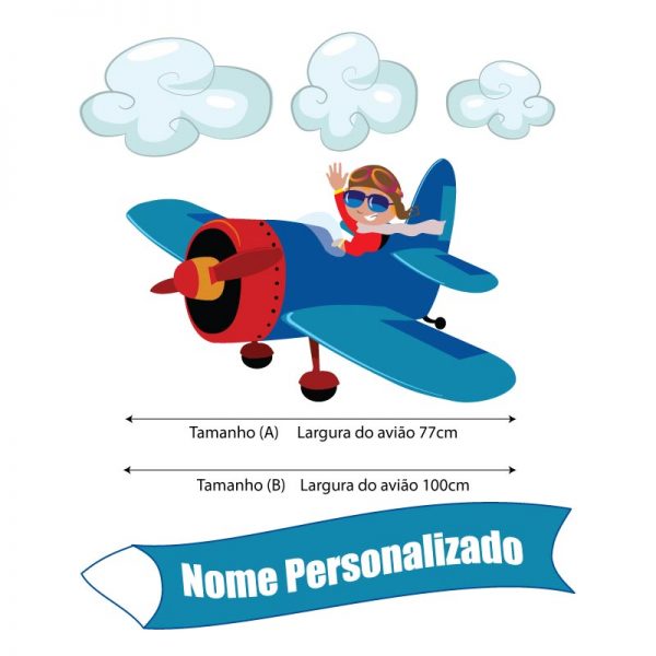 Avião nome personalizado em vinil autocolante decorativo para decoração Infantil