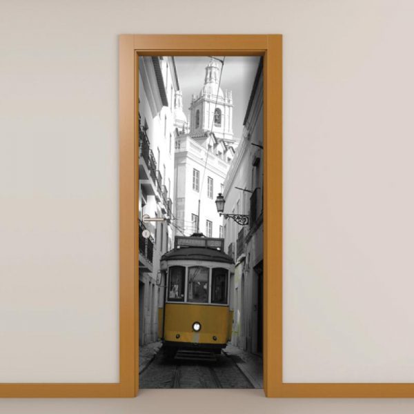 Eléctrico Lisboa Porta em vinil autocolante decorativo para portas e paredes