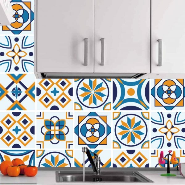 Azulejos geométricos Portugueses (Pack de 30 unidades) em vinil autocolante decorativo