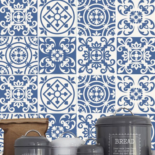 Azulejos Portugueses monocromáticos (Pack de 30 unidades) em vinil autocolante decorativo de parede