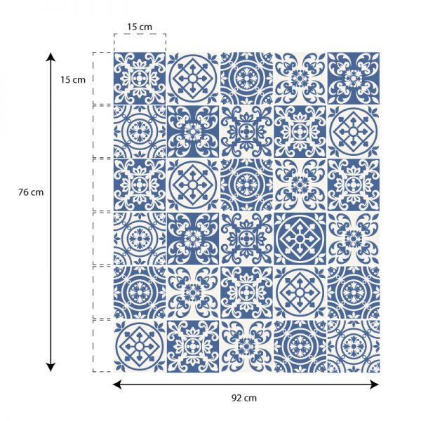 Azulejos Portugueses monocromáticos (Pack de 30 unidades) em vinil autocolante decorativo de parede