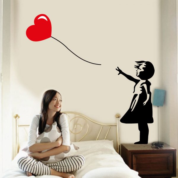 Menina com balão em forma de coração Banksy em vinil autocolante decorativo
