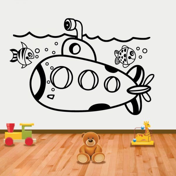 Submarino autocolante decorativo infantil de parede.