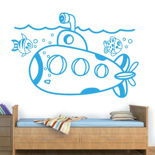 Submarino autocolante decorativo infantil de parede.