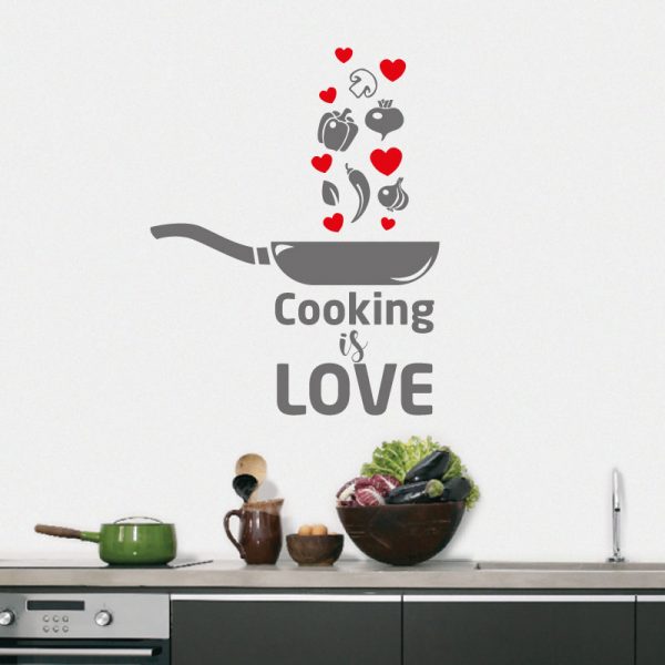 Cooking is love, autocolante decorativo para cozinhas