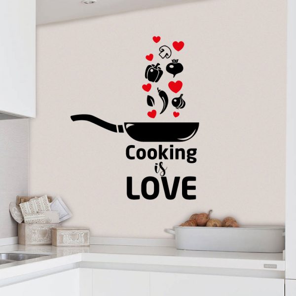 Cooking is love, autocolante decorativo para cozinhas