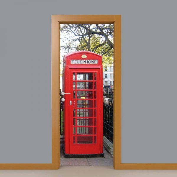 Cabine telefónica Londres Porta, em vinil autocolante decorativo para portas e paredes