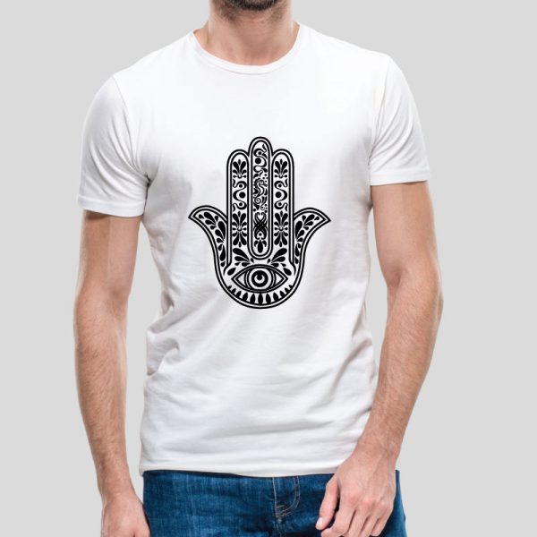 T-shirt Mão de Fátima. T-Shirts unissexo 100% Algodão, moderna e básica de manga curta com visual contemporâneo