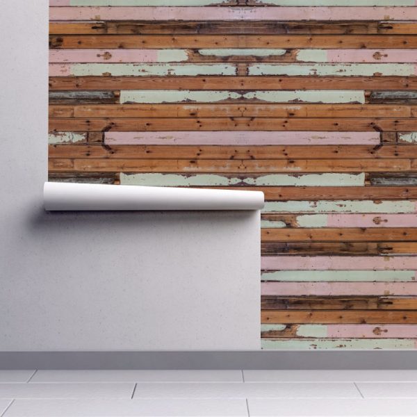 Papel de parede madeira pintada descascada em vinil autocolante decorativo
