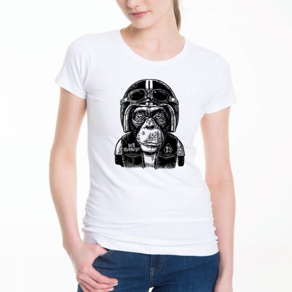 T-shirt Macaco Motard. unissexo 100% Algodão, moderna e básica de manga curta com visual contemporâneo