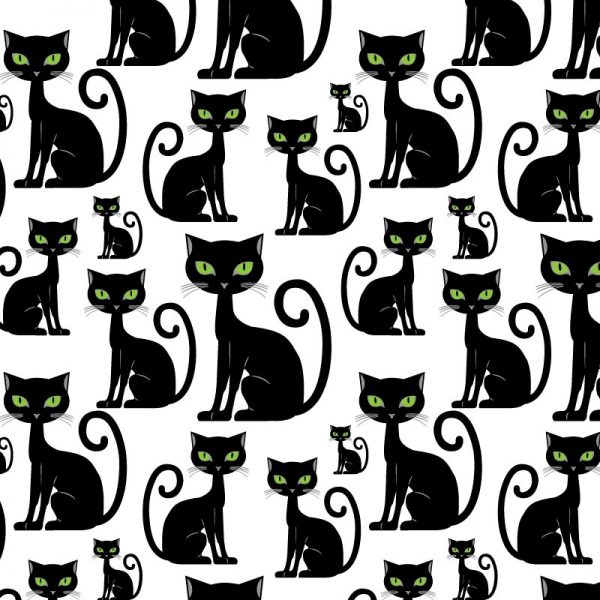 Papel de parede padrão Gatos pretos em vinil autocolante decorativo