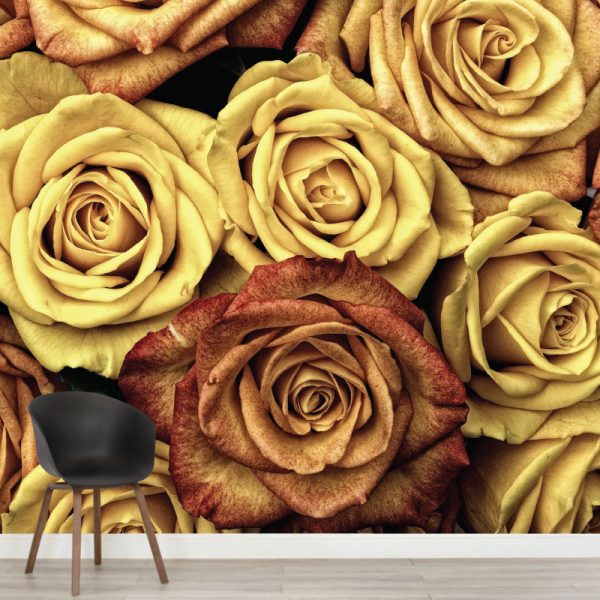 Rosas Amarelas mural de parede em vinil autocolante decorativo