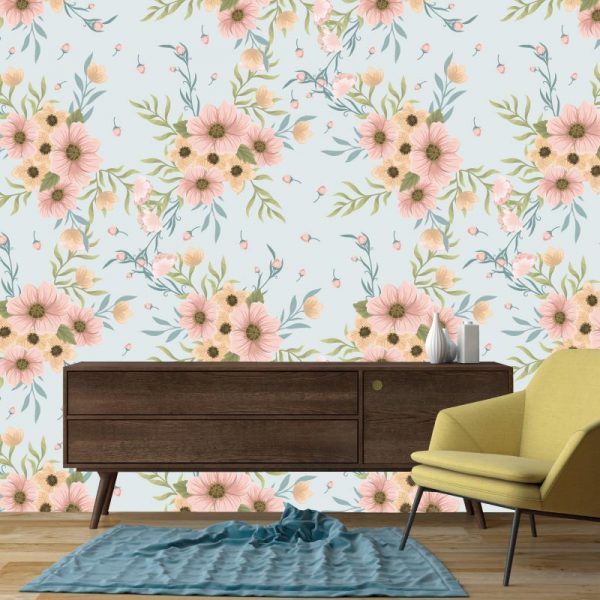 Papel de parede Boêmia floral em vinil autocolante decorativo