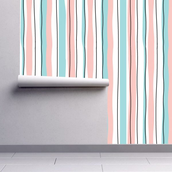 Papel de parede Riscas verticais pastel em vinil autocolante decorativo