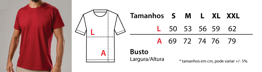 tabela de tamanhos t-shirts