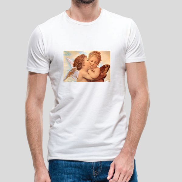T-shirt Beijo dos anjos. T-Shirts unissexo 100% Algodão, moderna e básica de manga curta com visual contemporâneo.